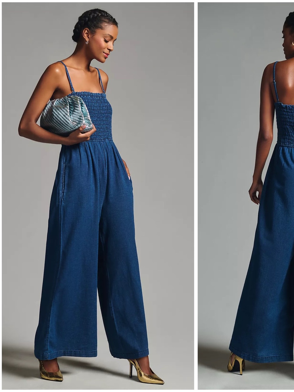 Anthropologie Pilcro Denim Smocked Romper